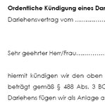 Mit dem Kündigungsschreiben kündigt ein Darlehensgeber einem Darlehensnehmer den Kreditvertrag.