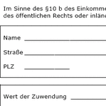 Mit diesem Muster-Formular bestätigen Sie Sachzuwendungen, die Sie als Verein erhalten haben. Sachzuwendungen gegenüber Vereinen sind unter Umständen steuerlich absetzbar. 