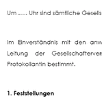 Die Vorlage enthält ein beispielhaftes Muster für das Protokoll einer Gesellschafterversammlung (OHG), die den Ausschluss eines Gesellschafters aus wichtigem Grund beschließt. 