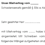 Mit diesem Schreiben macht ein Mieter bei seinem Vermieter Schadensersatzansprüche geltend, die aufgrund einer Verzugshaftung entstanden sind.