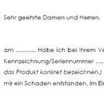 Mit der Vorlage verlangt ein durch ein Produkt geschädigter Kunde/Käufer von dem Hersteller/Importeur des Produkts Schadenersatz nach dem Produkthaftungsgesetz (ProdHaftG) u .a.