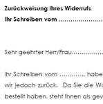 Mit der Vorlage weist ein Unternehmer den Widerruf eines Kaufvertrags durch einen anderen Unternehmer zurück.