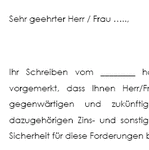 Mit dem Musterschreiben bestätigt ein Schuldner dem Zessionar / Neugläubiger die Forderung des Altgläubigers / Zedenten.