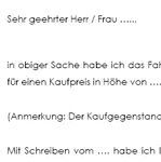 Mit dem Musterschreiben verlangt der Käufer vom Verkäufer eine Minderung des Kaufpreises (Senkung des Kaufpreises).