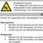 Mit diesem Unterweisungsblatt führen Sie eine Unterweisung für besondere Tätigkeiten (hier: Hygienemanagement-Ausgabe von Speisen) durch.