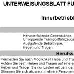 Mit diesem Unterweisungsblatt führen Sie eine Unterweisung für besondere Tätigkeiten (hier: Innerbetrieblicher Transport (Handtransport)) durch.