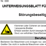 Mit diesem Unterweisungsblatt führen Sie eine Unterweisung für besondere Tätigkeiten (hier: Störungsbeseitigung an Holzbearbeitungsmaschinen) durch.