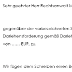 Der Absonderungsberechtigte hat sich im vorliegenden Musterschreiben bereits eine Darlehensschuld durch die Sicherungsübereignung eines PKWs gesichert.