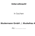 Mit dieser Muster-Vorlage wird ein Rechtsanwalt oder eine andere, zur Prozessvertretung berechtigte, Person (beispielsweise ein Terminvertreter), durch einen anderen Rechtsanwalt bevollmächtigt.