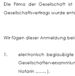 Mit der Vorlage wird eine Mini-GmbH durch einen Kapitalerhöhungsbeschluss von einer Mini-GmbH, Unternehmergesellschaft oder GmbH-Light in eine reguläre GmbH umgewandelt und dies wird zum Handelsregister angemeldet.