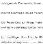 Mit der Vorlage macht ein Arbeitnehmer eine Verlängerung der Pflegezeit gegenüber dem Arbeitgeber geltend.