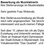 
Auf Basis dieser Muster-Bewerbung, können Sie einfach und professionell, Ihre individuellen Bewerbungsunterlagen bezogen auf Ihre persönliche Situation erstellen.