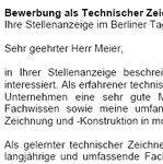 Für Ihre Bewerbung als Technischer Zeichner/in mit Berufserfahrung (gekündigt) erhalten Sie professionelle und sofort einsetzbare Vorlagen zum Download.
