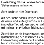 Für Ihre Bewerbung als Technischer Objektbetreuer / Hausverwalter mit Berufserfahrung (ungekündigt) erhalten Sie professionelle und sofort einsetzbare Vorlagen zum Download.