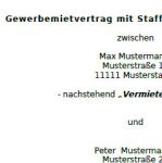 Das Muster enthält einen Gewerbemietvertrag mit Staffelmiete. 