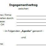 Erste Seite des Engagementvertrages mit einem Künstler.