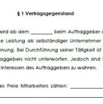 Grundsätzliche Bestimmungen des befristeten Vertrags über freie Mitarbeit.