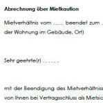 Beginn des Schreibens des Vermieters zur Abrechnung der Mietkaution unter Berücksichtigung der Mietschulden.