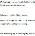 Der Vermieter teilt dem Mieter mit, dass er die ihm die Einliegerwohnung kündigt.