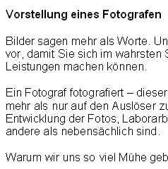 Werbetext - Fotograf/-in