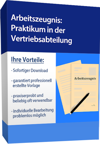 Zwischenzeugnis (sehr gut) - Praktikum in der Vertriebsabteilung (englisch)
