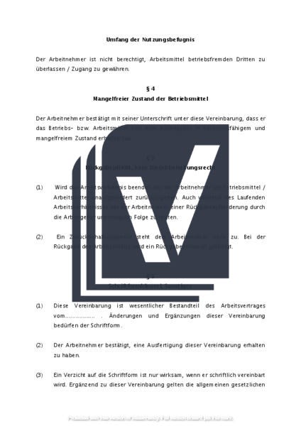 Rückgabe und Übergabeprotokoll für Betriebsmittel