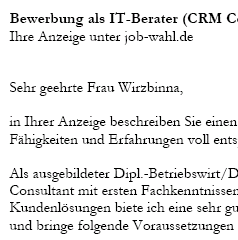 Bewerbung - IT-Berater (Berufseinsteiger)