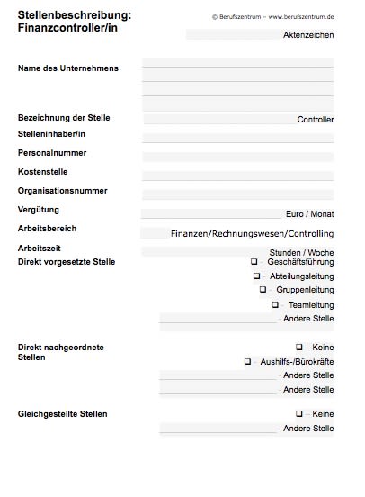 Stellenbeschreibung - Finanzcontroller