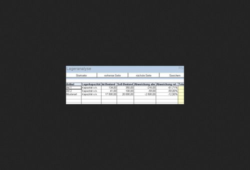 Analyse Ihrer Lager in der Excel Software