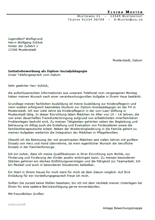 Anschreiben Bewerbung Sozialpädagoge