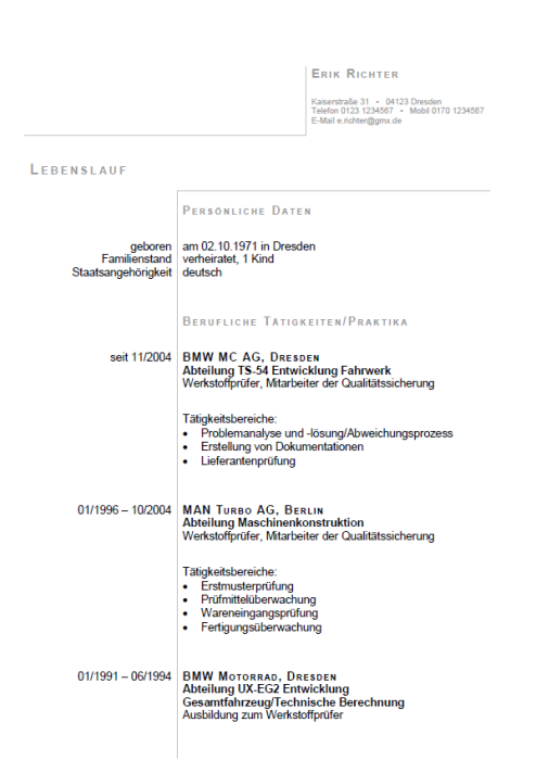 Bewerbung - Werkstoffprüfer, ungekündigt (Berufserfahrung)