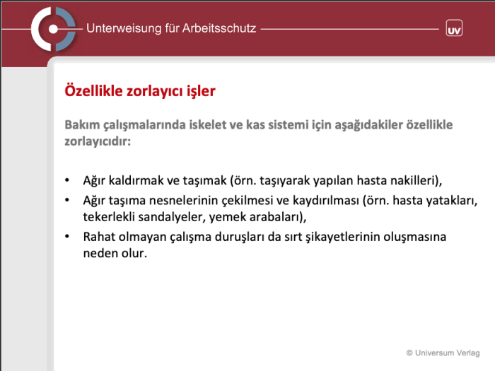 Unterweisungspräsentation Rückenbelastung in der Pflege (türkisch)