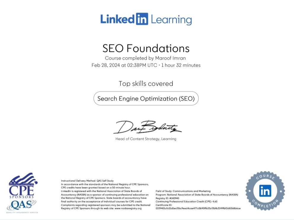 SEO Foundations Course LinkedIn Learning