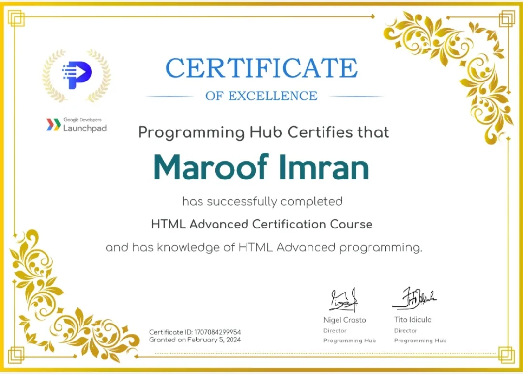 HTML Advanced Certification Course Programming Hub