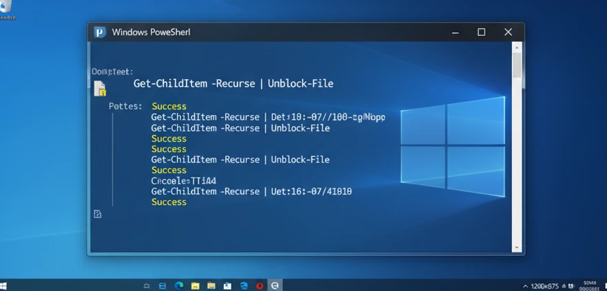 powershell command to unblock multiple files in windows folder