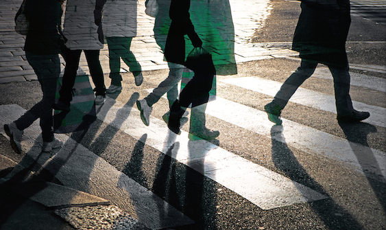 Pedestrians crossing the street