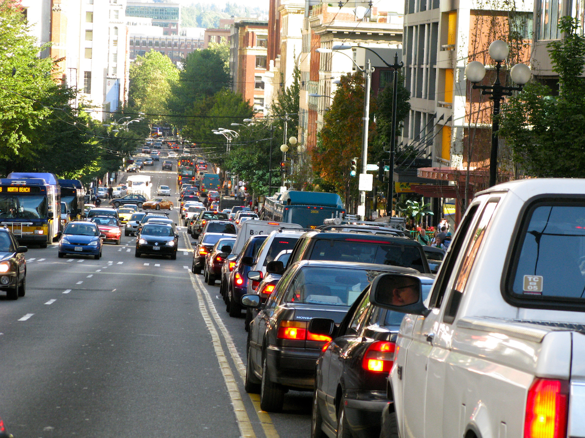 Cars in traffic