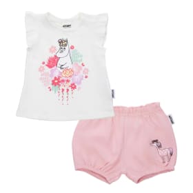 Moomin Flower Wreath Shorts Set Pink