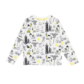 Muumi Laiskottelu-paita mustavalkoinen