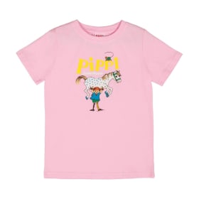 Peppi Pitkätossu Peppi-logo t-paita vaaleanpunainen