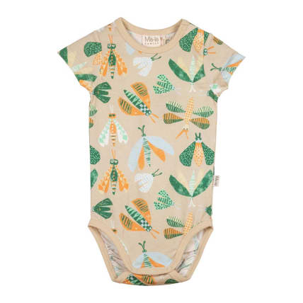 Ma-ia Family Bugs Short-sleeve Bodysuit Beige