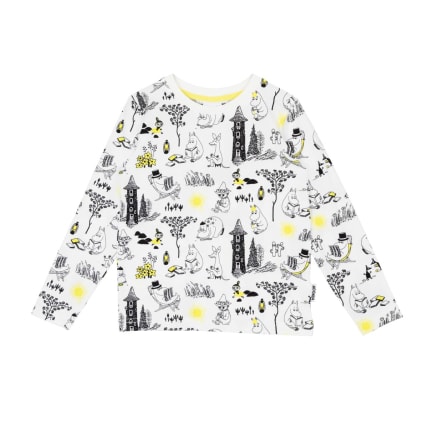 Muumi Laiskottelu-paita mustavalkoinen