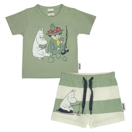 Moomin Day Off Shorts Set Green/White