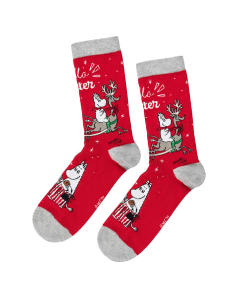 Moomin Hello Winter Socks Red