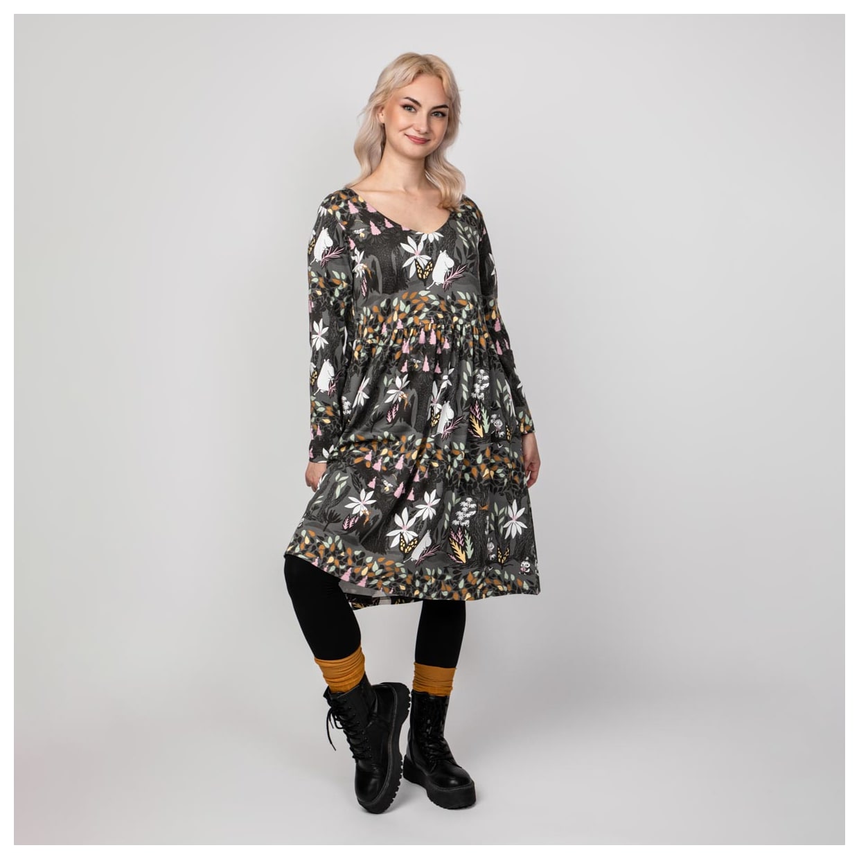 moomin dress ladies Moomin Hely Dress Spring Chestnut Grey