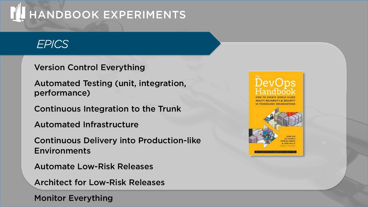 Grafmeyer, Jim, Payne, Cindy, DevOps Handbook Experiments in Accelerating Delivery