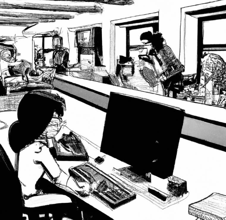 busy office environment with many distractions