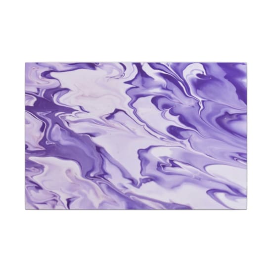 A swirling vibrant purple abstract fluid art painting with dynamic texture and movement.