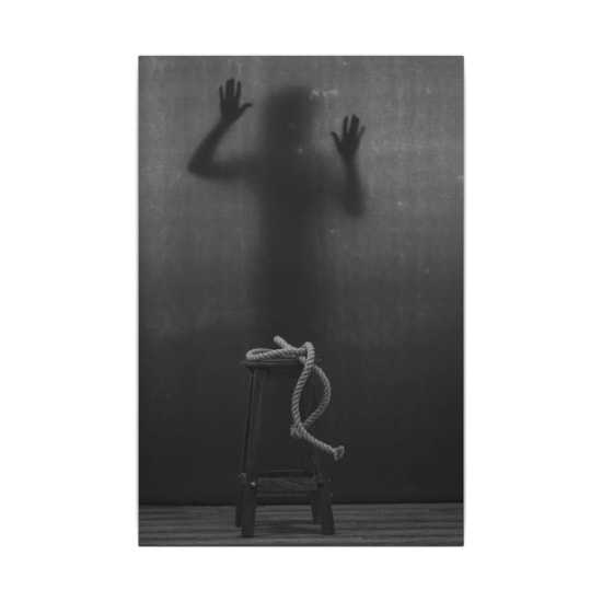 A dark, enigmatic image with a shadowy figure, capturing a surreal and dramatic mood.