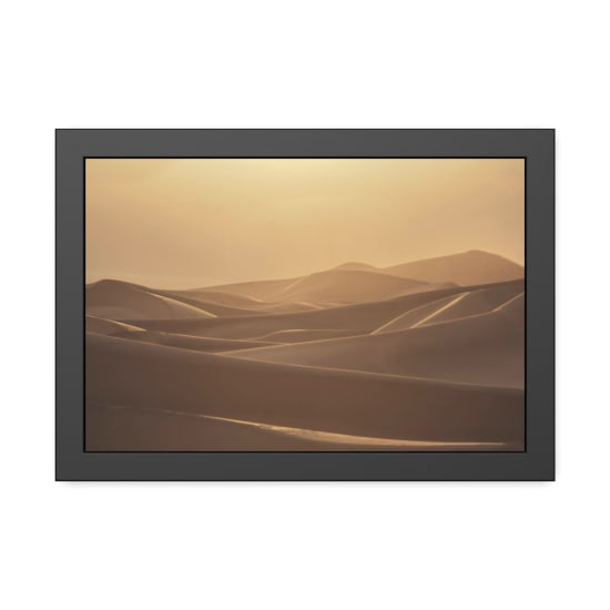 Tranquil sand dunes bathed in golden sunrise light, showcasing natural elegance.